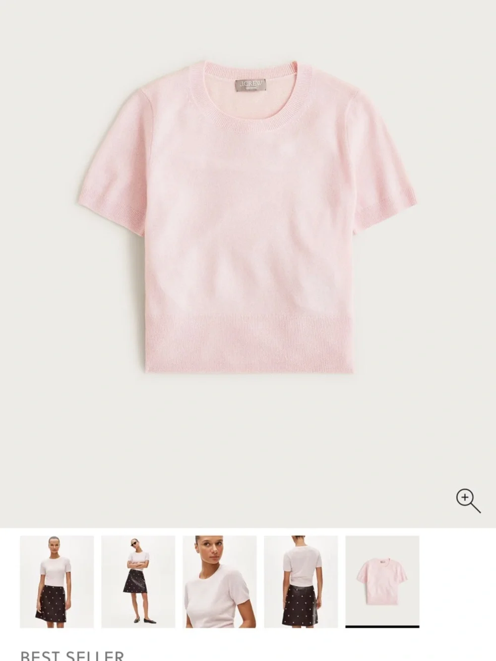 J. Crew NWOT Pastel Blue Shrunken Crop TopShort Sleeve 100% Cashmere - Picture 6 of 8